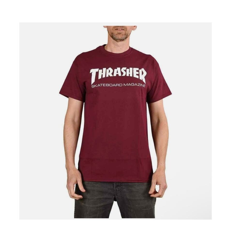 Thrasher Maroon Magazine Skateboarding Short Sleeve Size Large